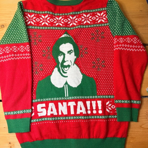Elf The Movie Buddy Men's Size XL Ninny Muggins Cardigan Ugly Christmas Sweater - Picture 5 of 6